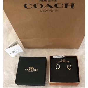 COACH Loop Gold Tone Huggie Earrings